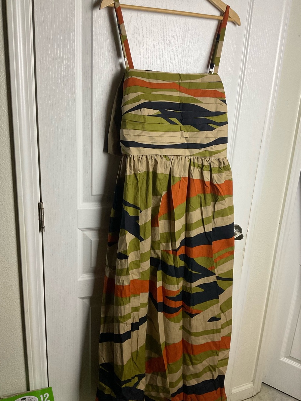 Sndys Abstract Print Cotton Midi Dress Spaghetti Strap XL Boho - Picture 2 of 7